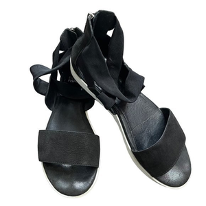 Eileen Fisher Kash Tumbled Nubuck Leather Sneaker‎ Sandal Black Women's Size 8M